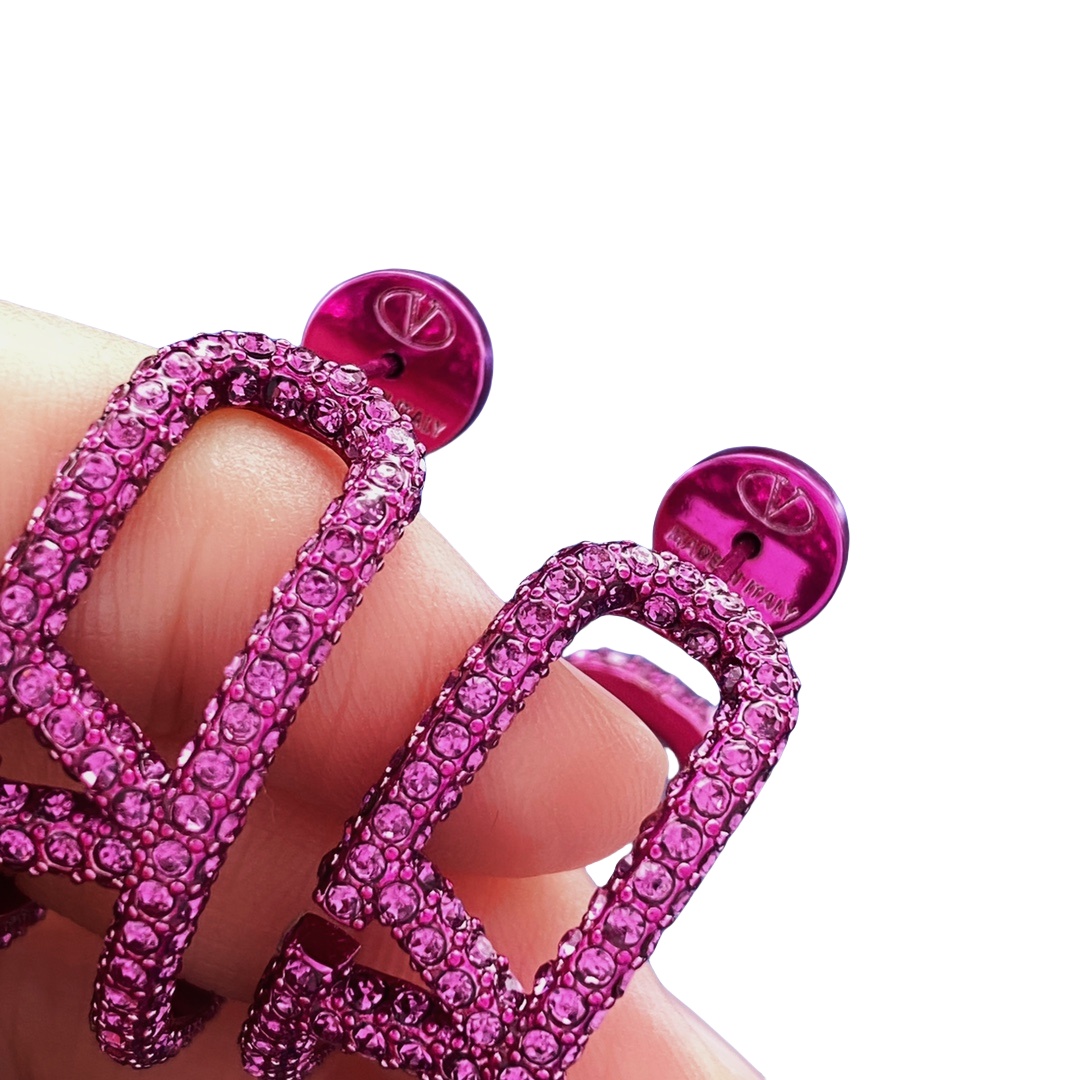 VTE088 valentino hoop earrings in metal and crystal - ccjewelryacc