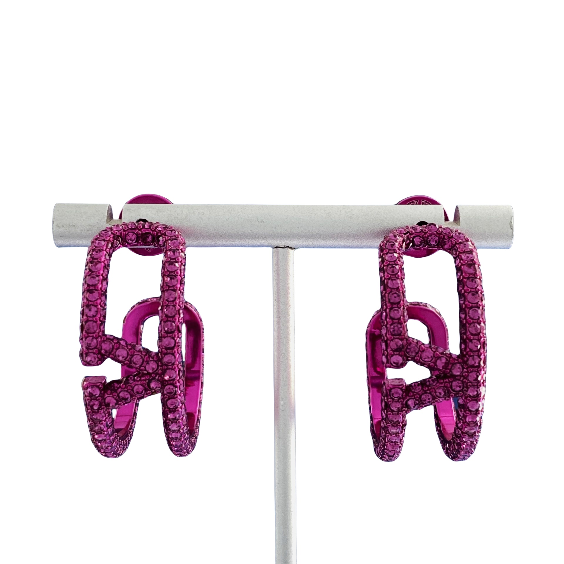 VTE088 valentino hoop earrings in metal and crystal - ccjewelryacc