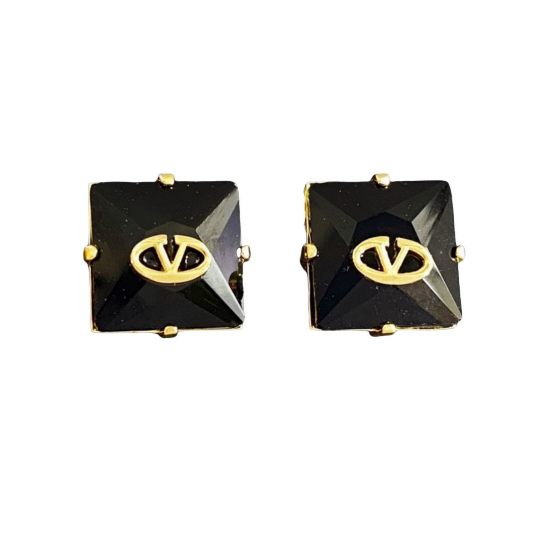 VTE085 Valentino V logo diamond earrings - ccjewelryacc