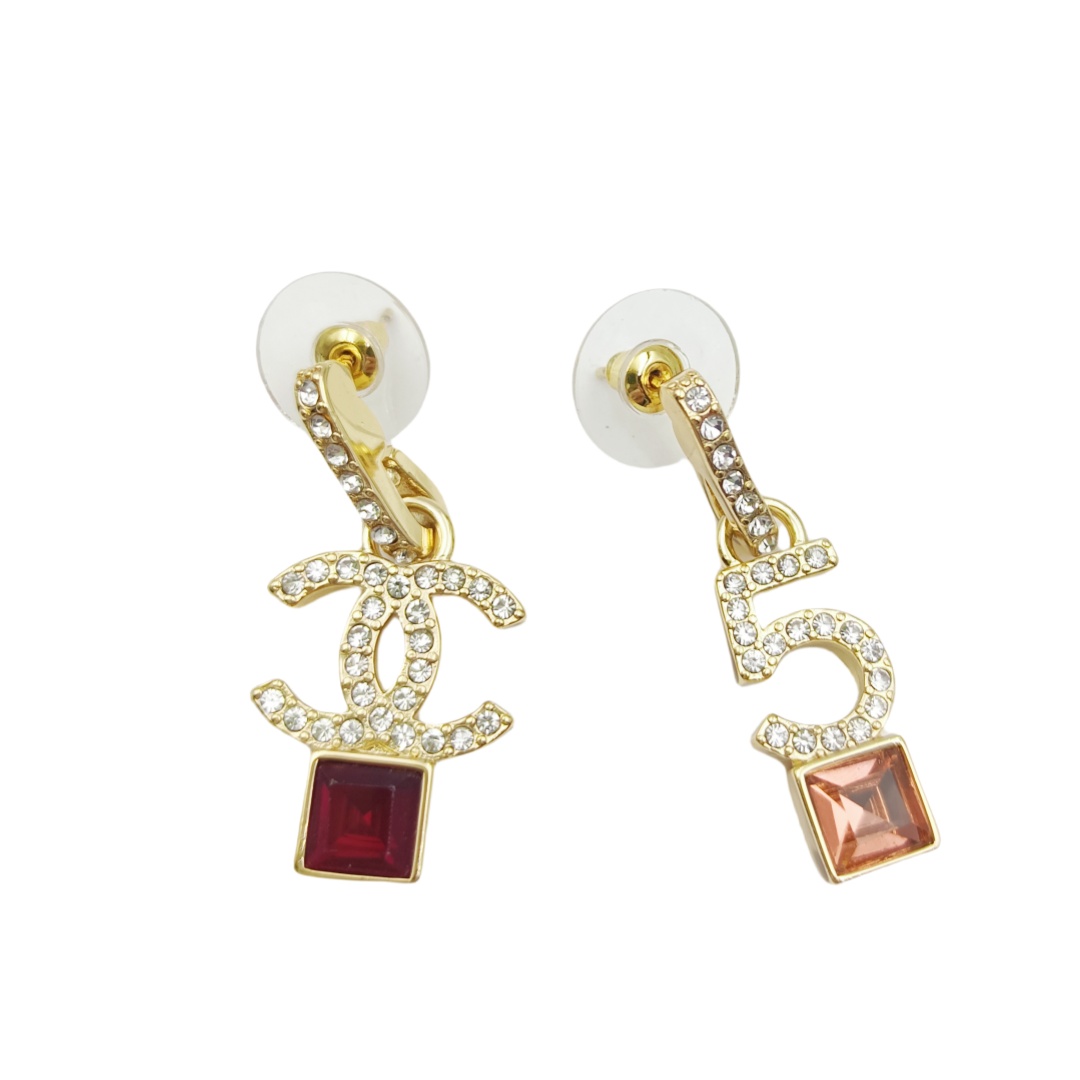CCE249 Chanel No 5 earrings with crystal - ccjewelryacc