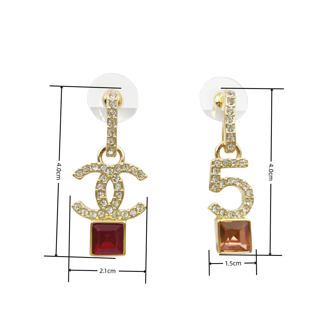 CCE249 Chanel No 5 earrings with crystal - ccjewelryacc