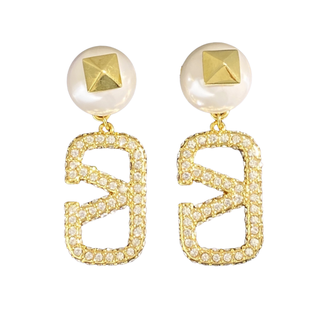 VTE098 V Logo Earrings - ccjewelryacc