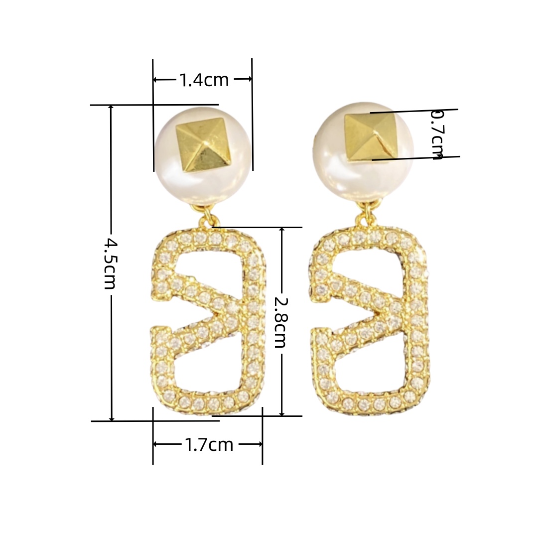VTE098 V Logo Earrings - ccjewelryacc