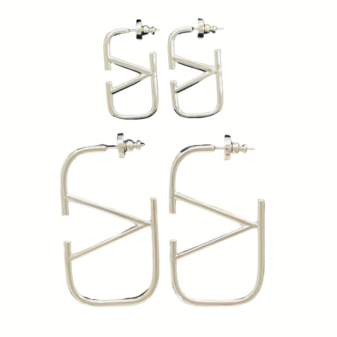 VTE096 Silver Vlogo signature earrings - ccjewelryacc
