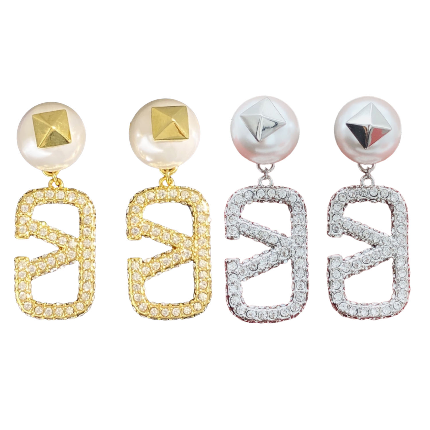 VTE098 V Logo Earrings - ccjewelryacc