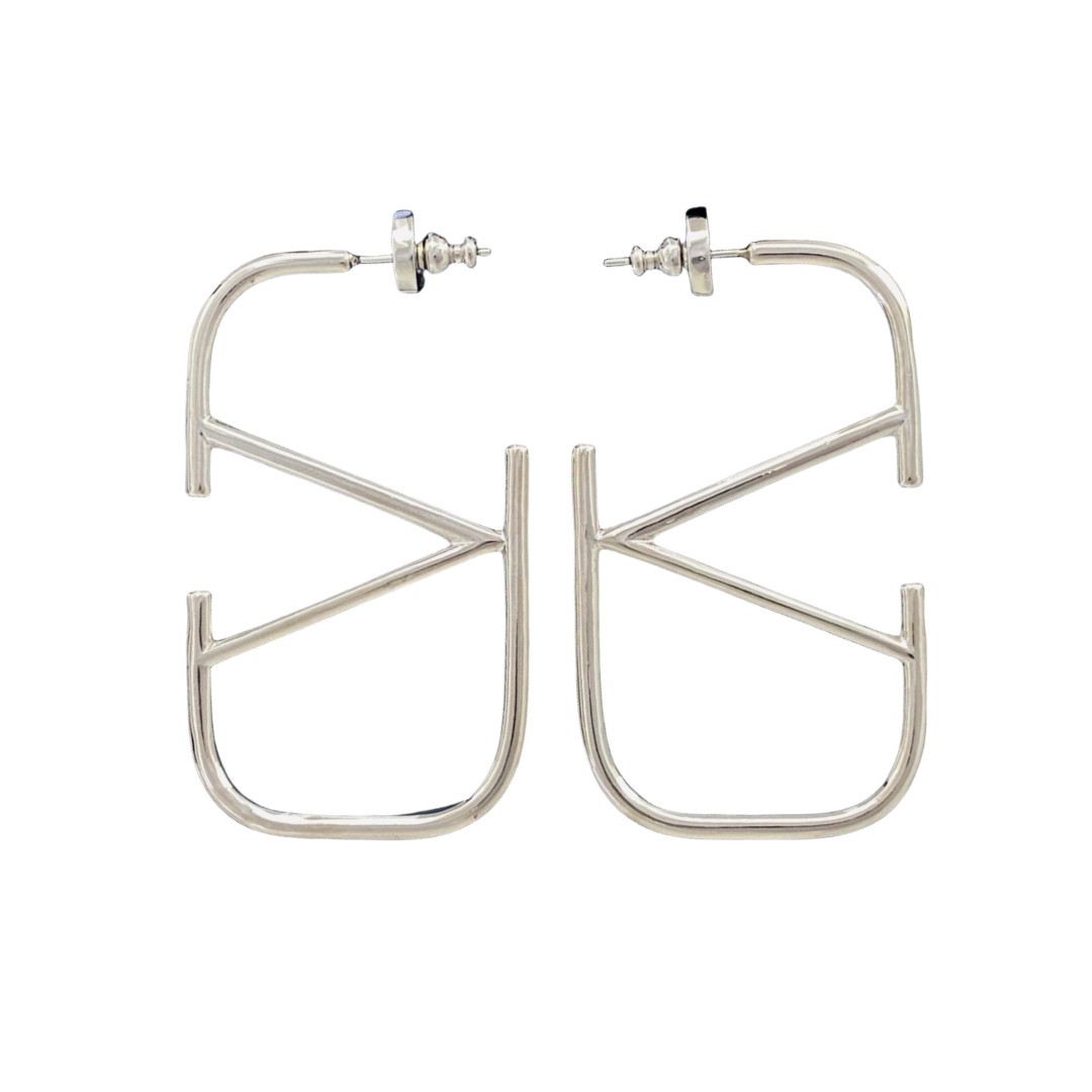 VTE096 Silver Vlogo signature earrings - ccjewelryacc