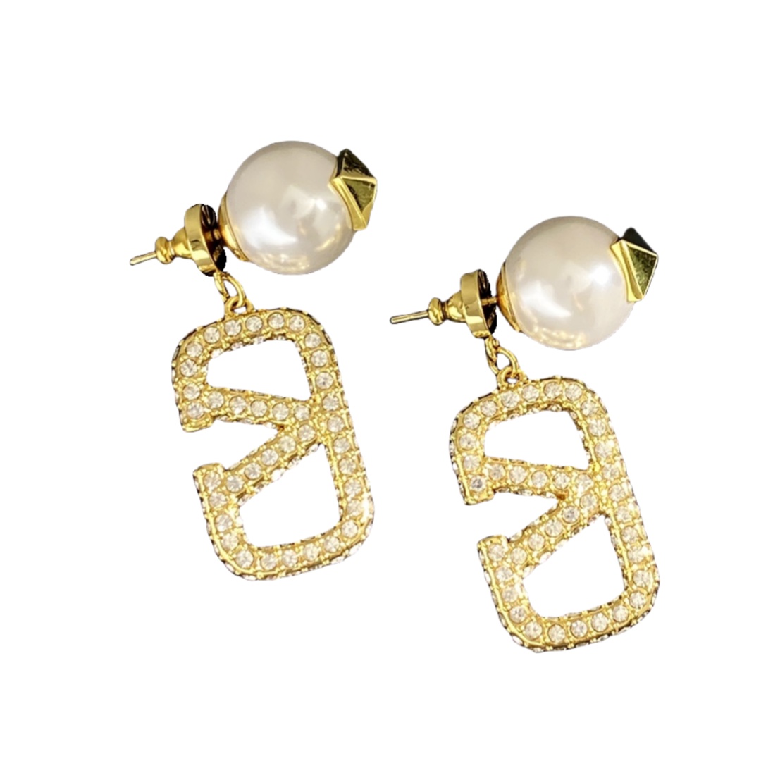VTE098 V Logo Earrings - ccjewelryacc