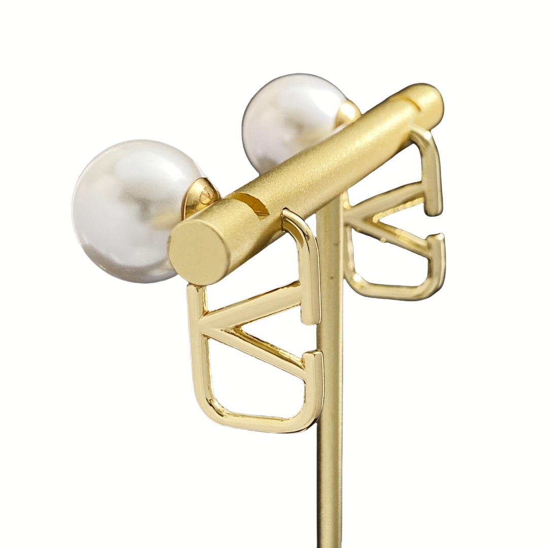 VTE032 Valentino Garavani Gold VLogo Signature Earrings in metal and crystal - ccjewelryacc