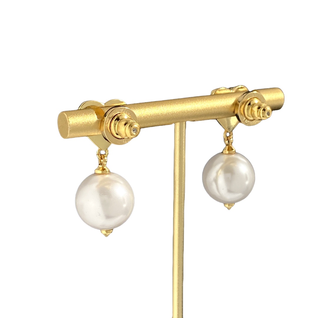 VTE092 Metal heart Rockstud pearl drop earrings - ccjewelryacc