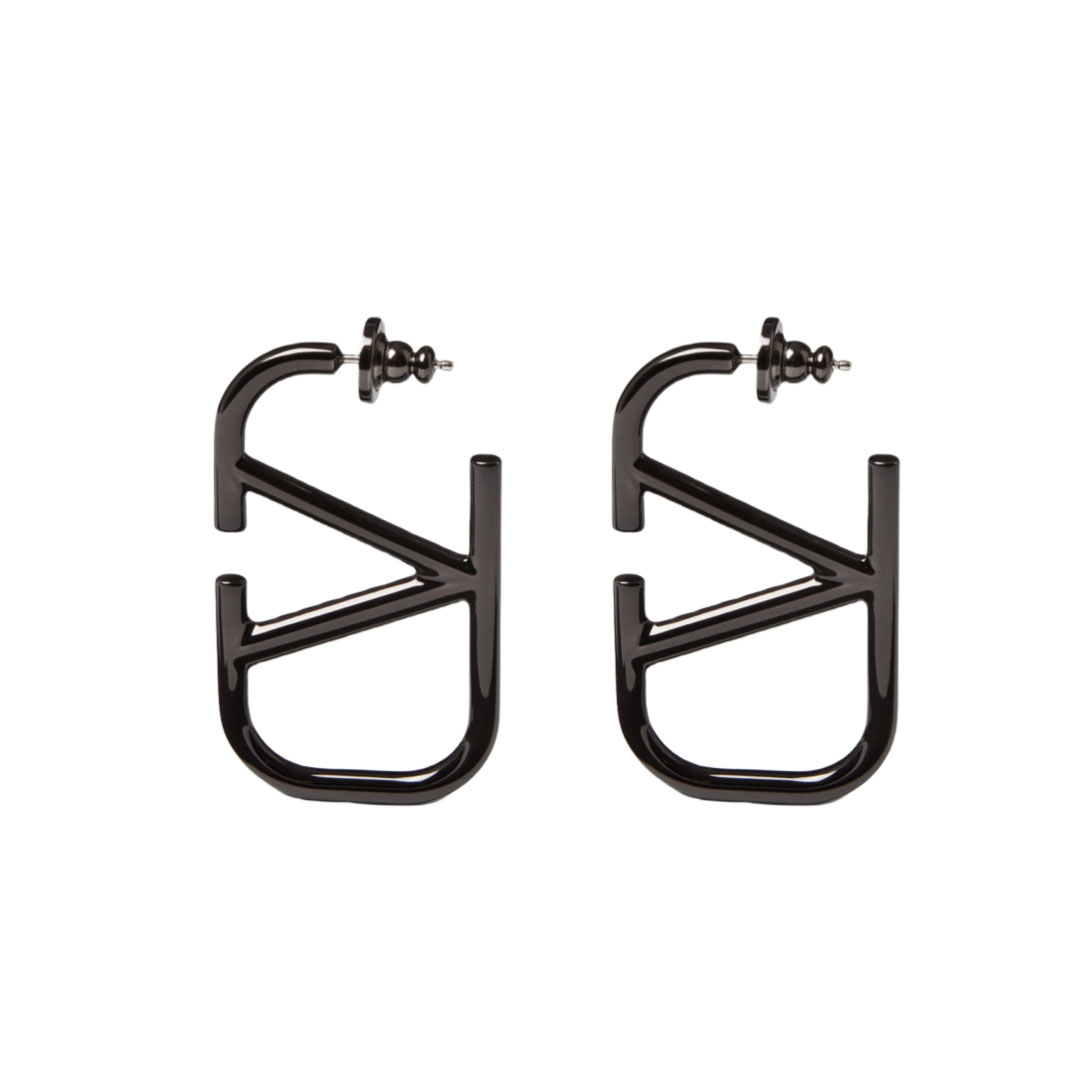 VTE108 3.5cm Meddle vlogo signature hoop earring in metal - ccfashionjewelry