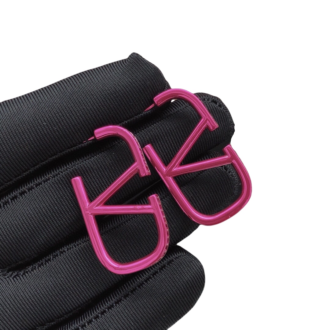 VTE115 V Logo Earrings in Metal with purple crystal - ccjewelryacc