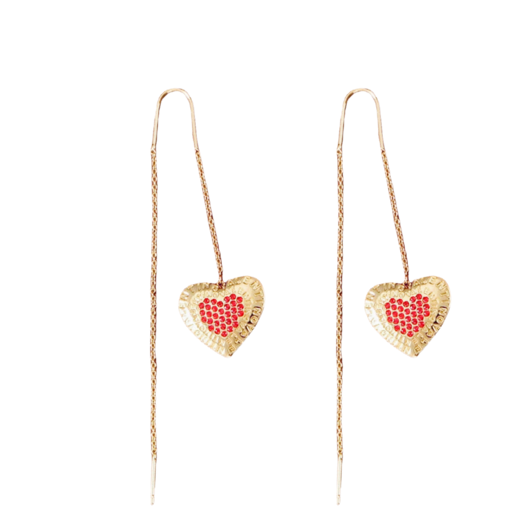 VTE128 V heart tassels earrings - ccjewelryacc