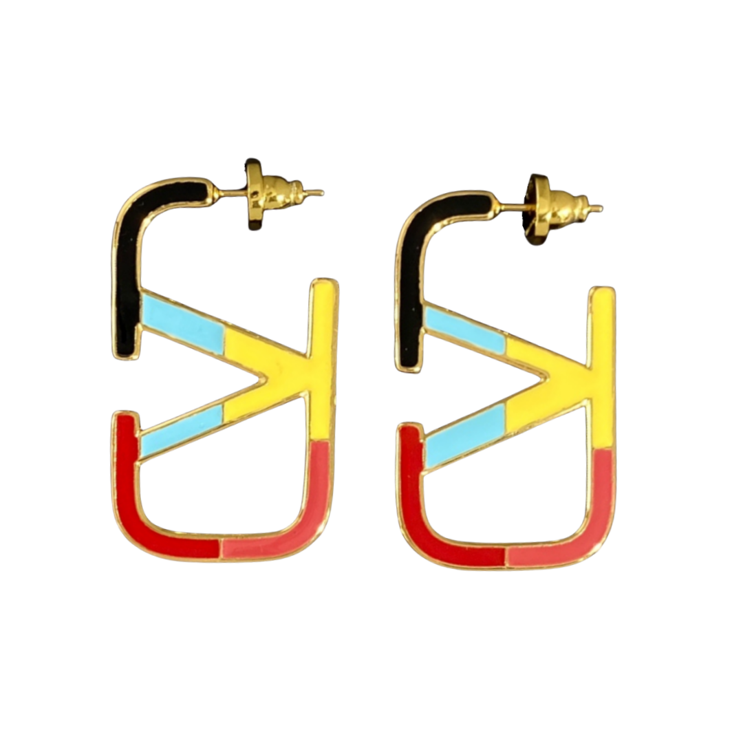 VTE106 Multicoloured vlogo signature hoop earrings - ccfashionjewelry