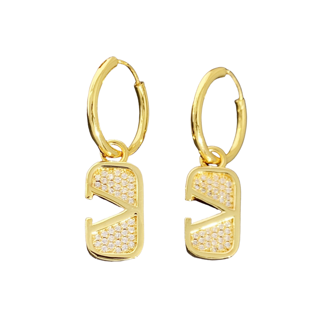 VTE103 V Logo drop Earrings - ccjewelryacc