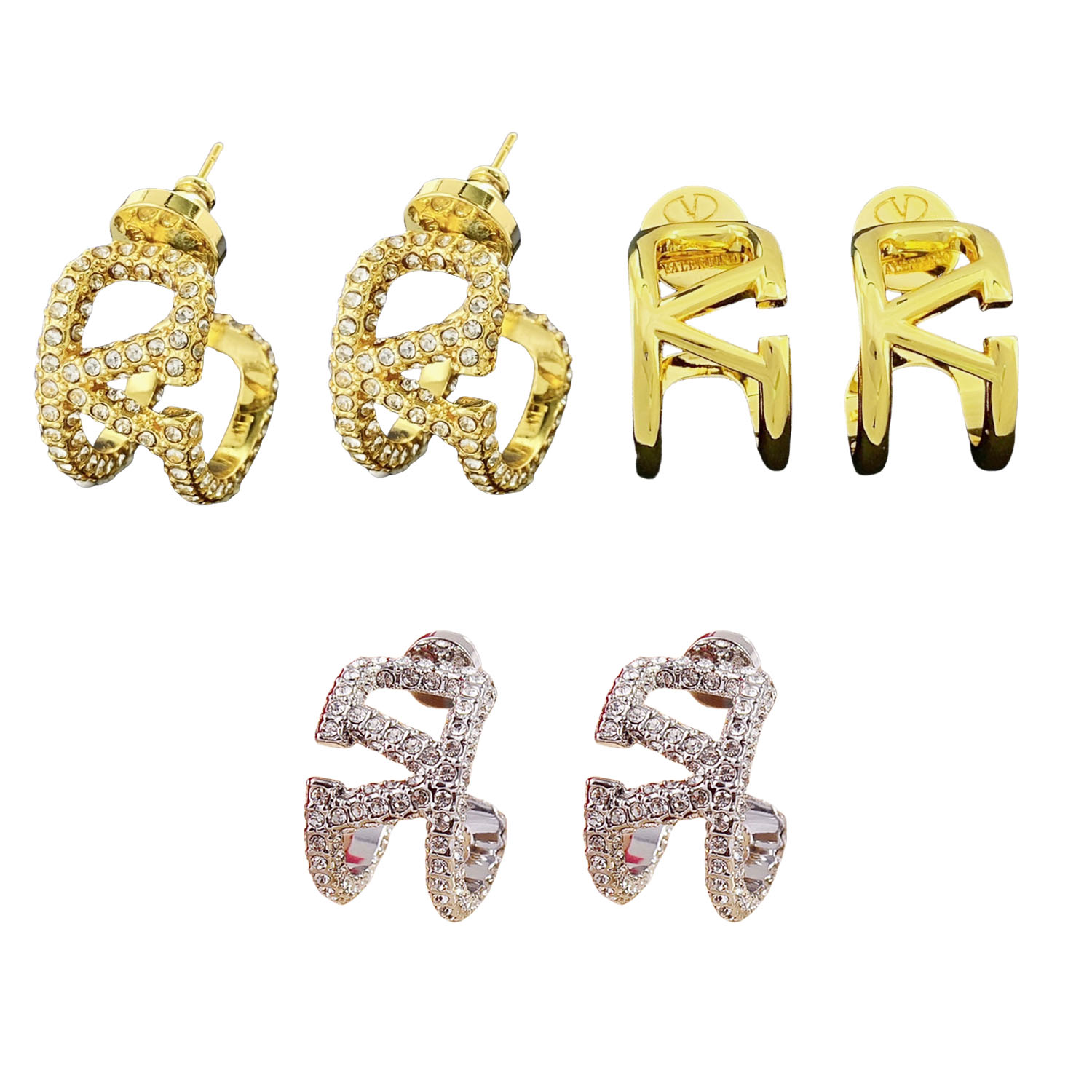 VTE120 C-shape V Logo Earrings - ccjewelryacc