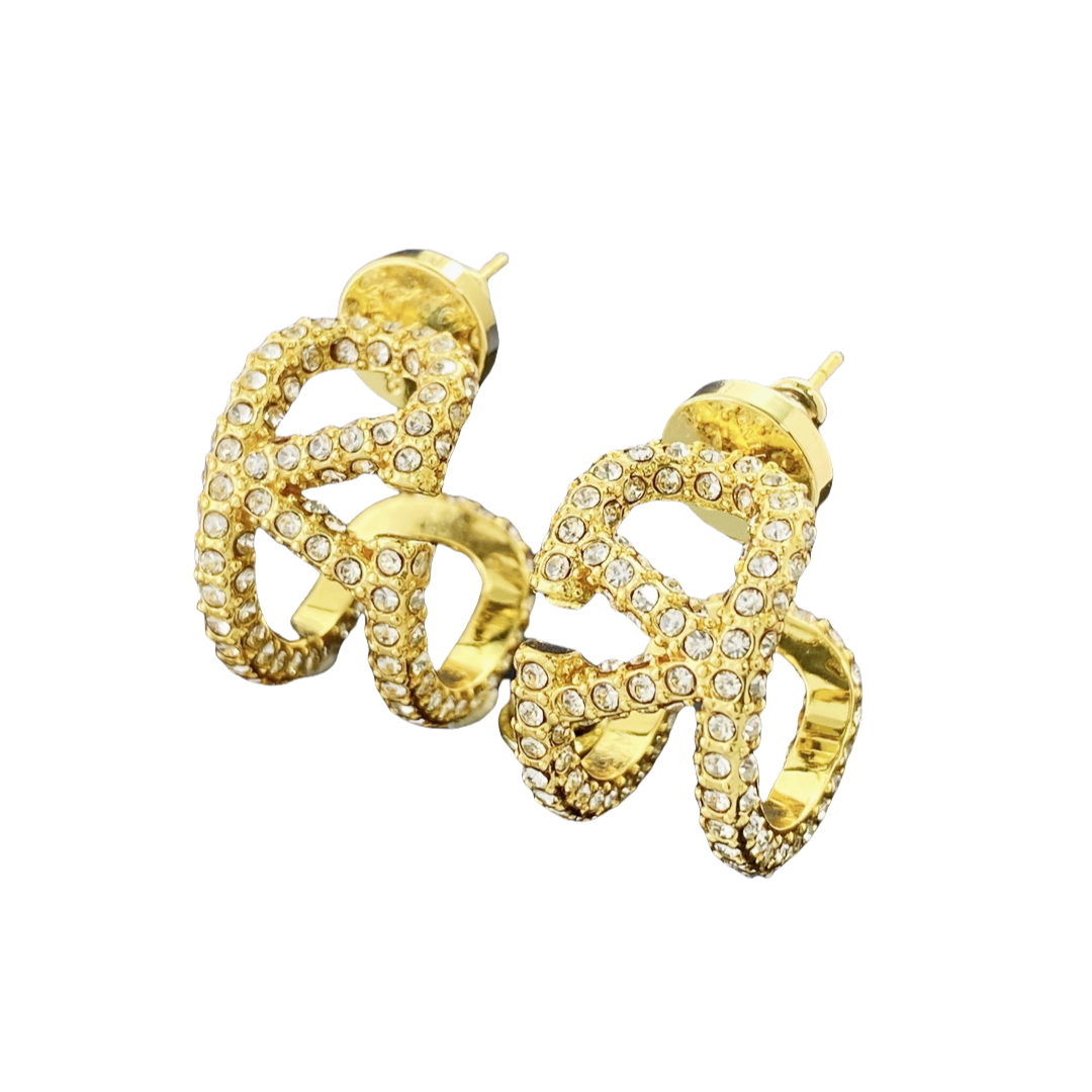 VTE120 C-shape V Logo Earrings - ccjewelryacc