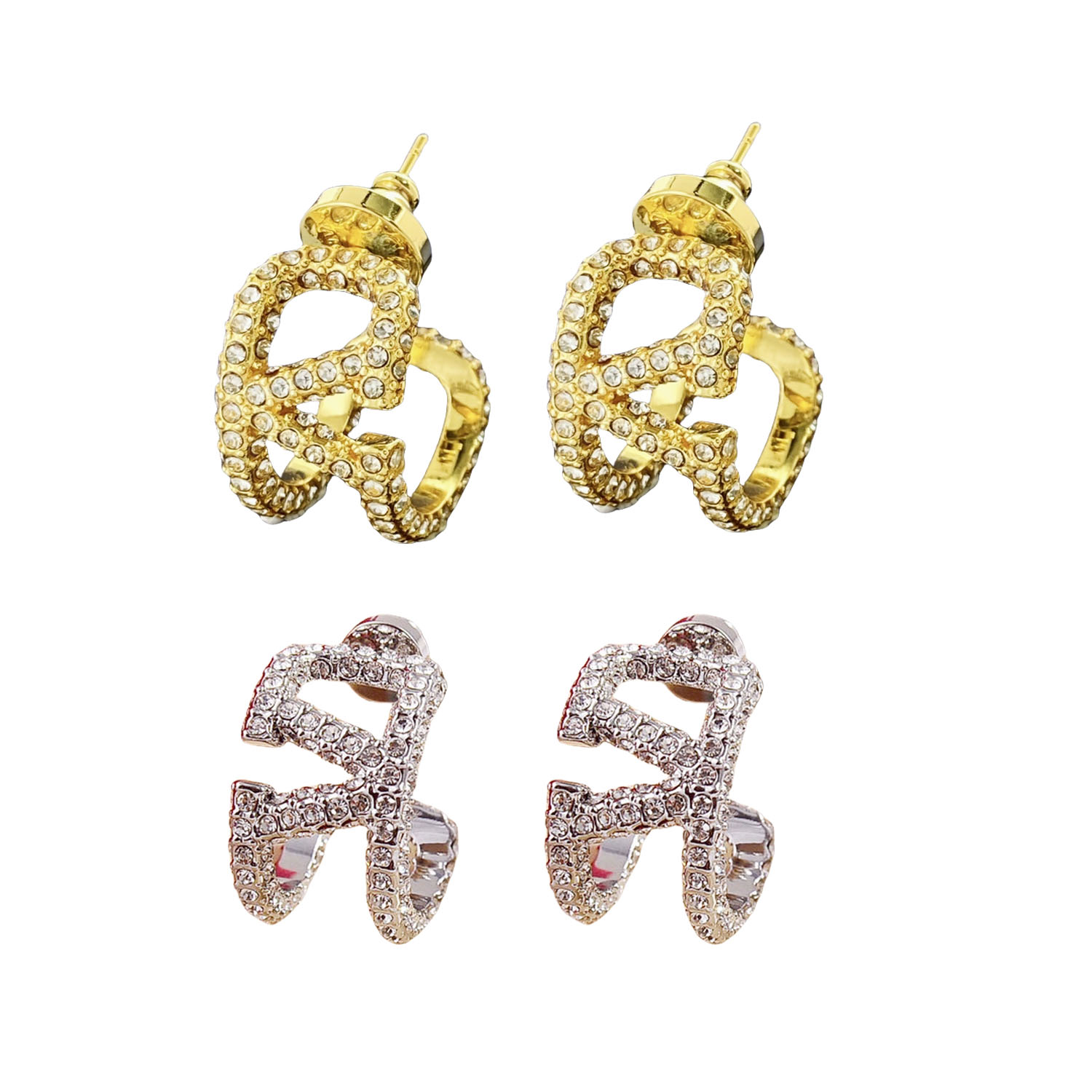 VTE120 C-shape V Logo Earrings - ccjewelryacc