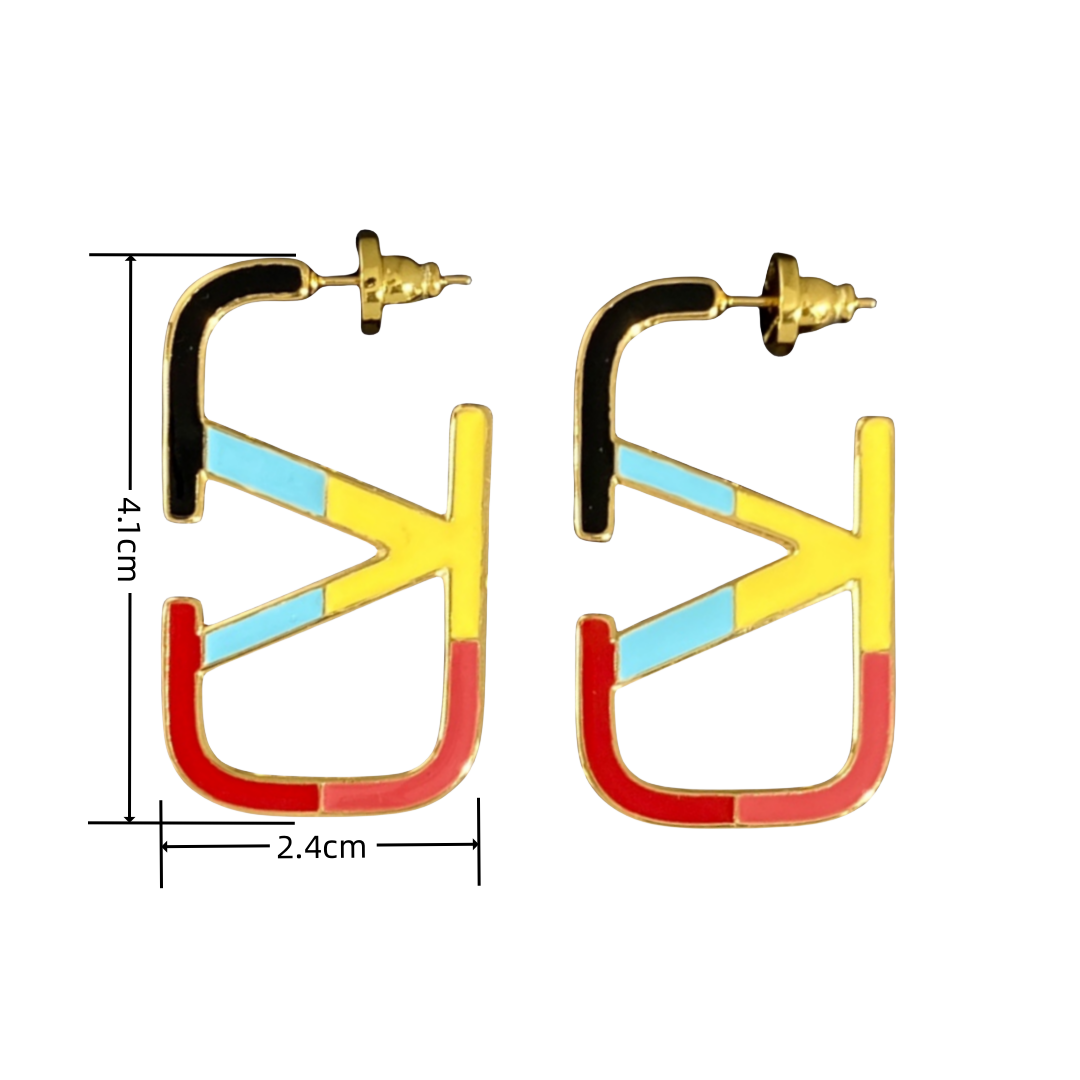 VTE106 Multicoloured vlogo signature hoop earrings - ccjewelryacc