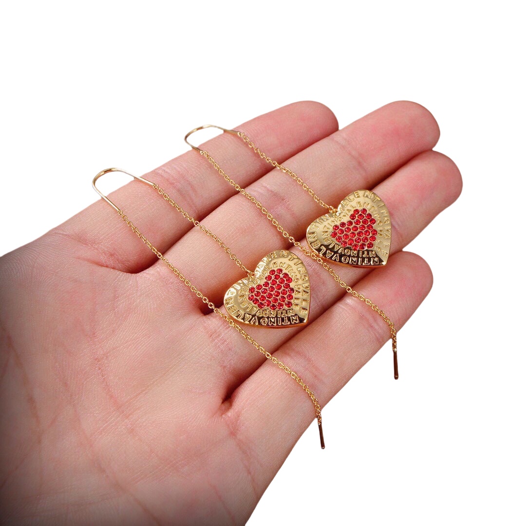 VTE128 V heart tassels earrings - ccjewelryacc