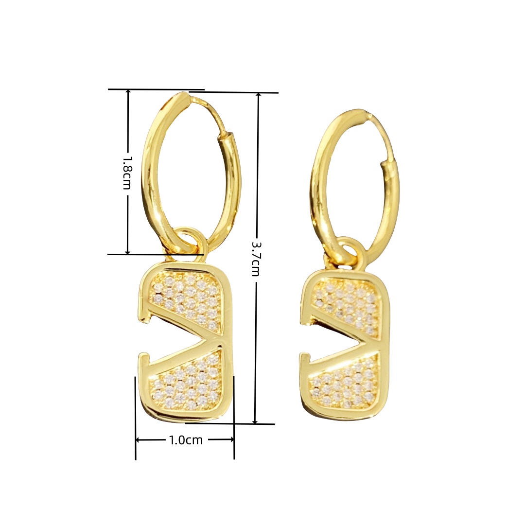 VTE103 V Logo drop Earrings - ccjewelryacc