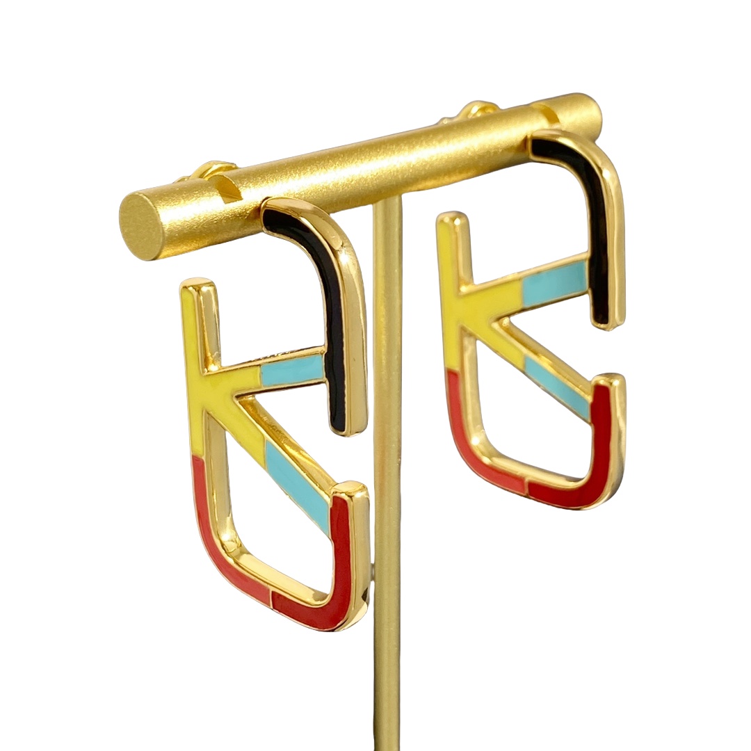VTE106 Multicoloured vlogo signature hoop earrings - ccfashionjewelry
