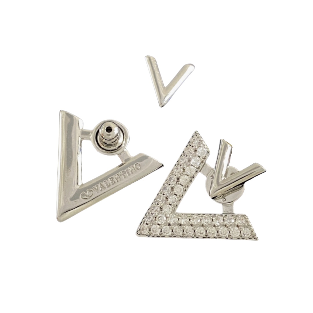 VTE109 Full crystal VV Logo stud earrings in silver/Gold - ccjewelryacc