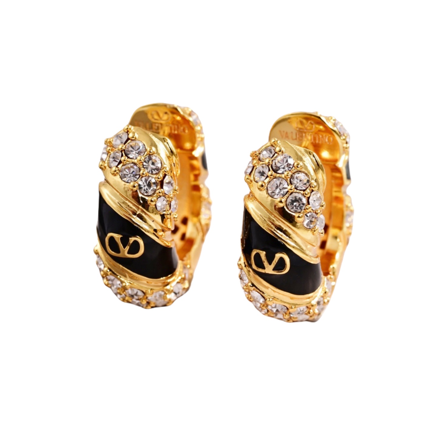 VTE113 Valentino pas plus earrings in metal with crystal and enamel - ccfashionjewelry