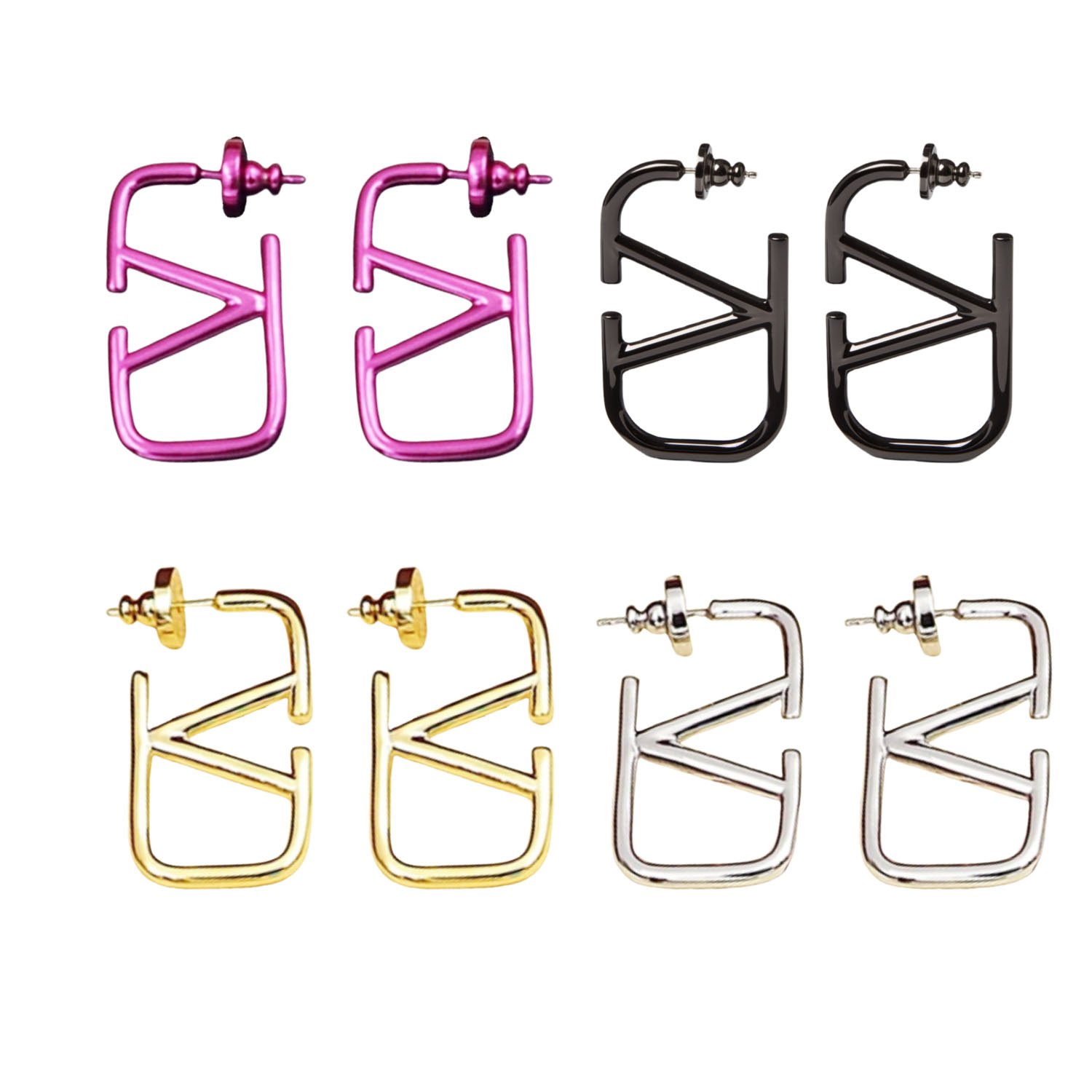 VTE108 3.5cm Meddle vlogo signature hoop earring in metal - ccfashionjewelry