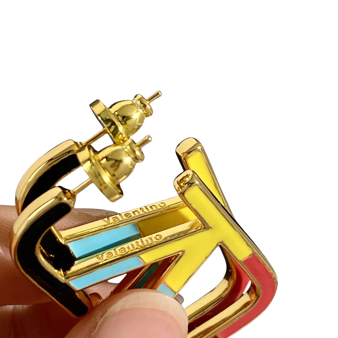 VTE106 Multicoloured vlogo signature hoop earrings - ccjewelryacc