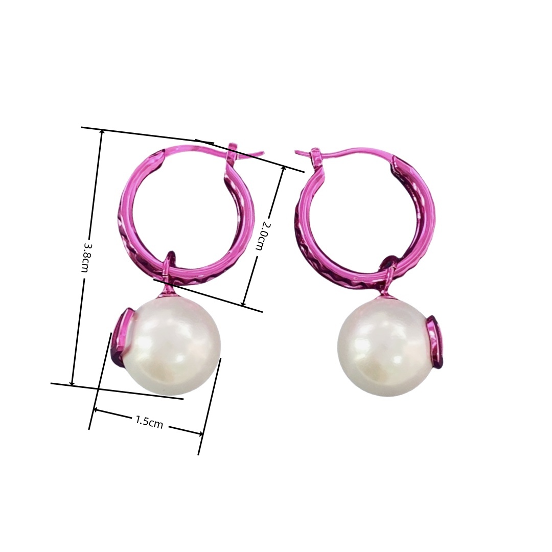 VTE111 V Logo pearl drop Earrings - ccjewelryacc