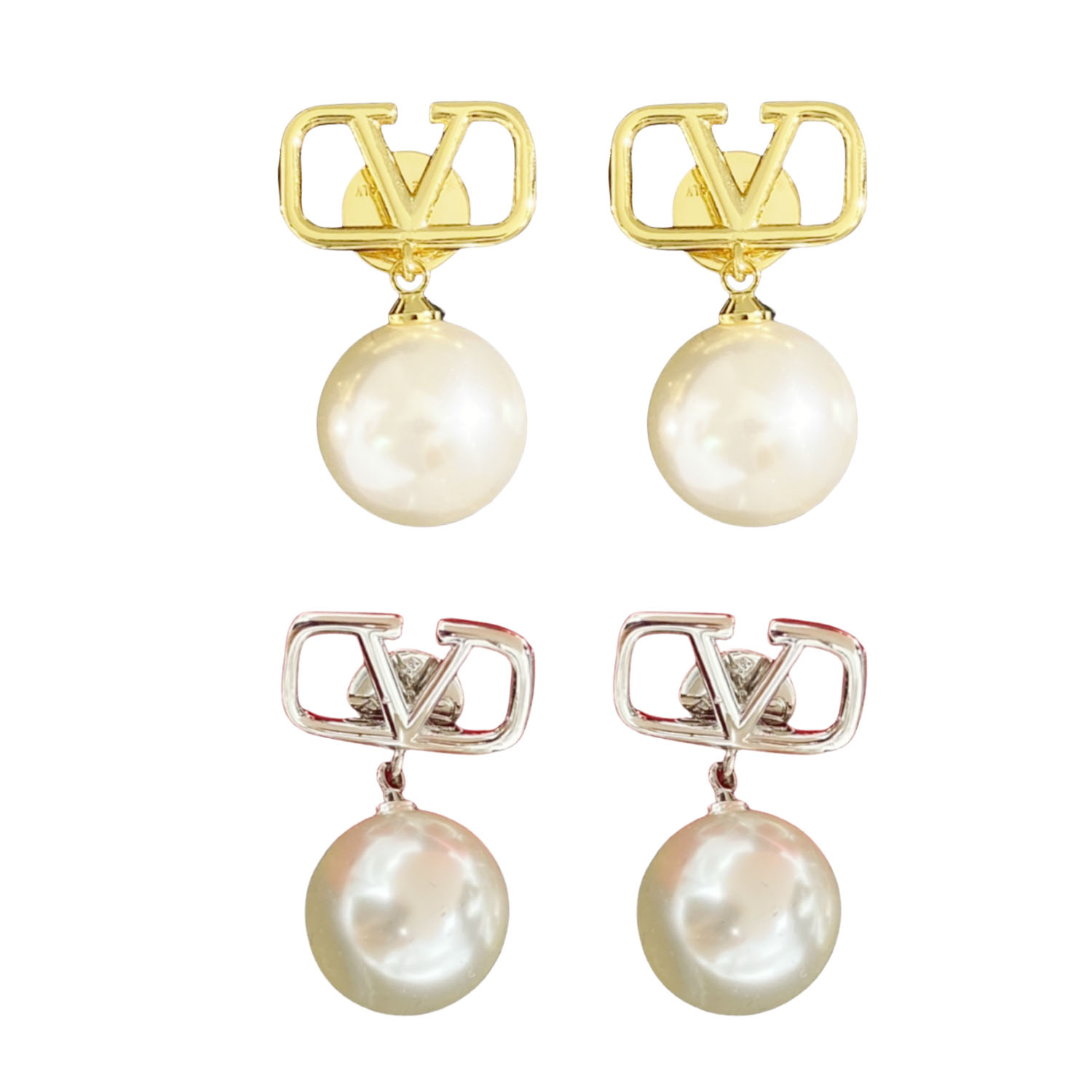 VTE121 V Logo garavani pearl earrings - ccjewelryacc