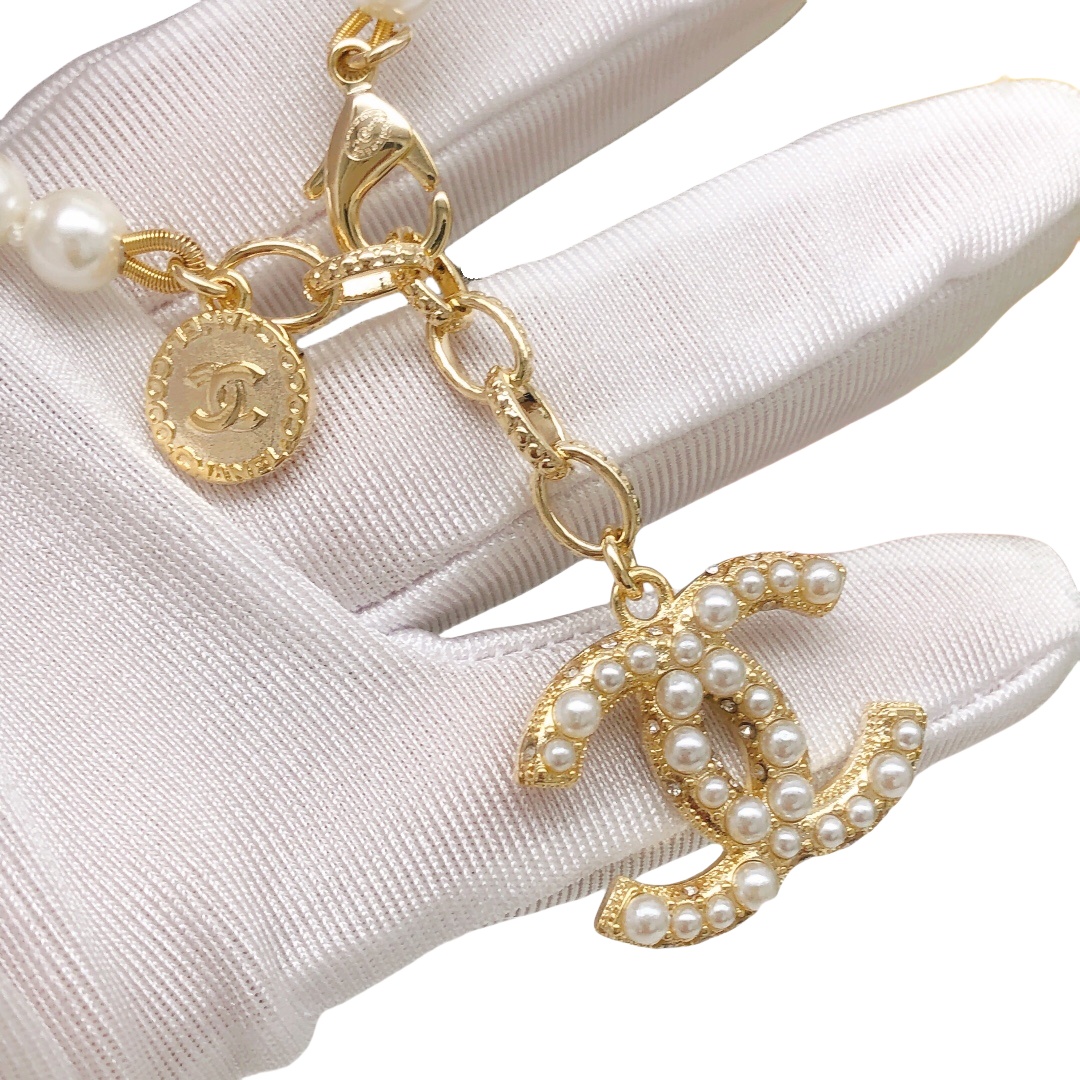 CCS144 100th anniversary pearl CC LOGO bracelet - ccjewelryacc