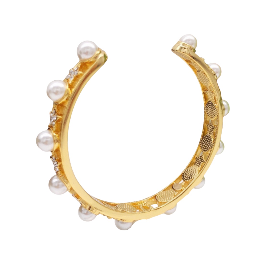 CCS047 Crystal star pearls CC logo bangle Bracelet - ccjewelryacc