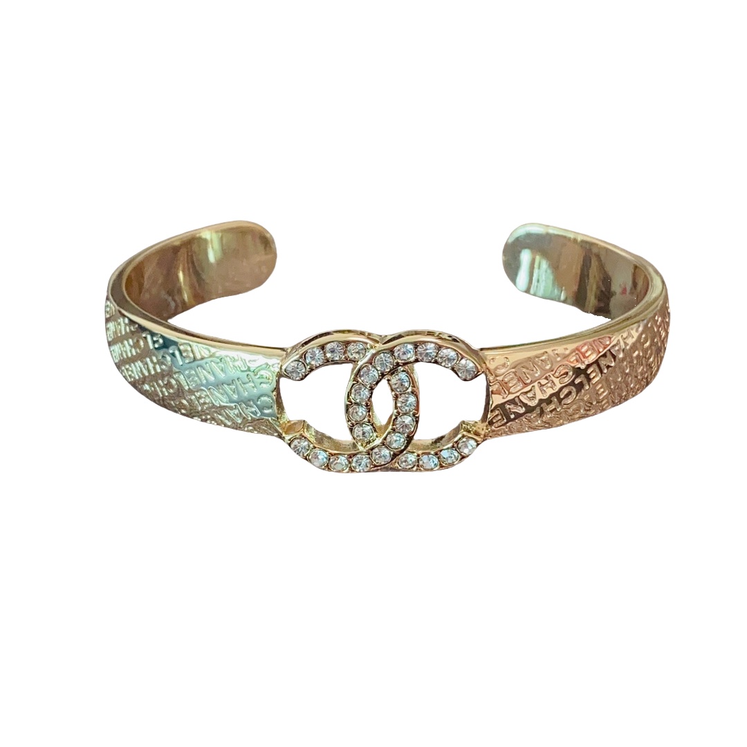 CCS090 vintage Gold embossment cc logo bangle - ccjewelryacc