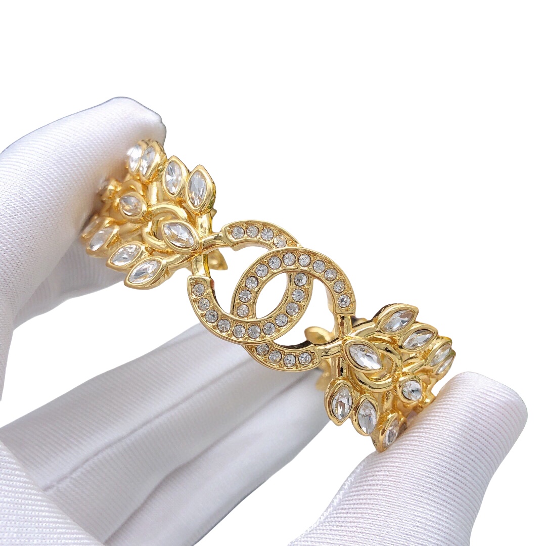 CCS040 Full Horseeye crystal diamond Wheat with CC LOGO Bangle bracelet - ccjewelryacc