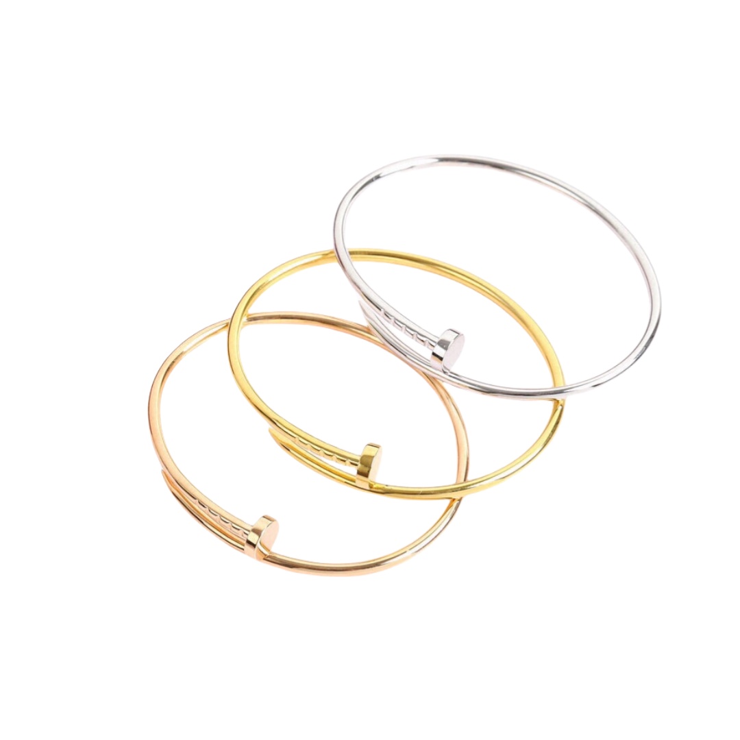 CTSS001 18K Gold/White Gold slender and flexible Juste un Clou bangle bracelet 2.5mm - ccfashionjewelry
