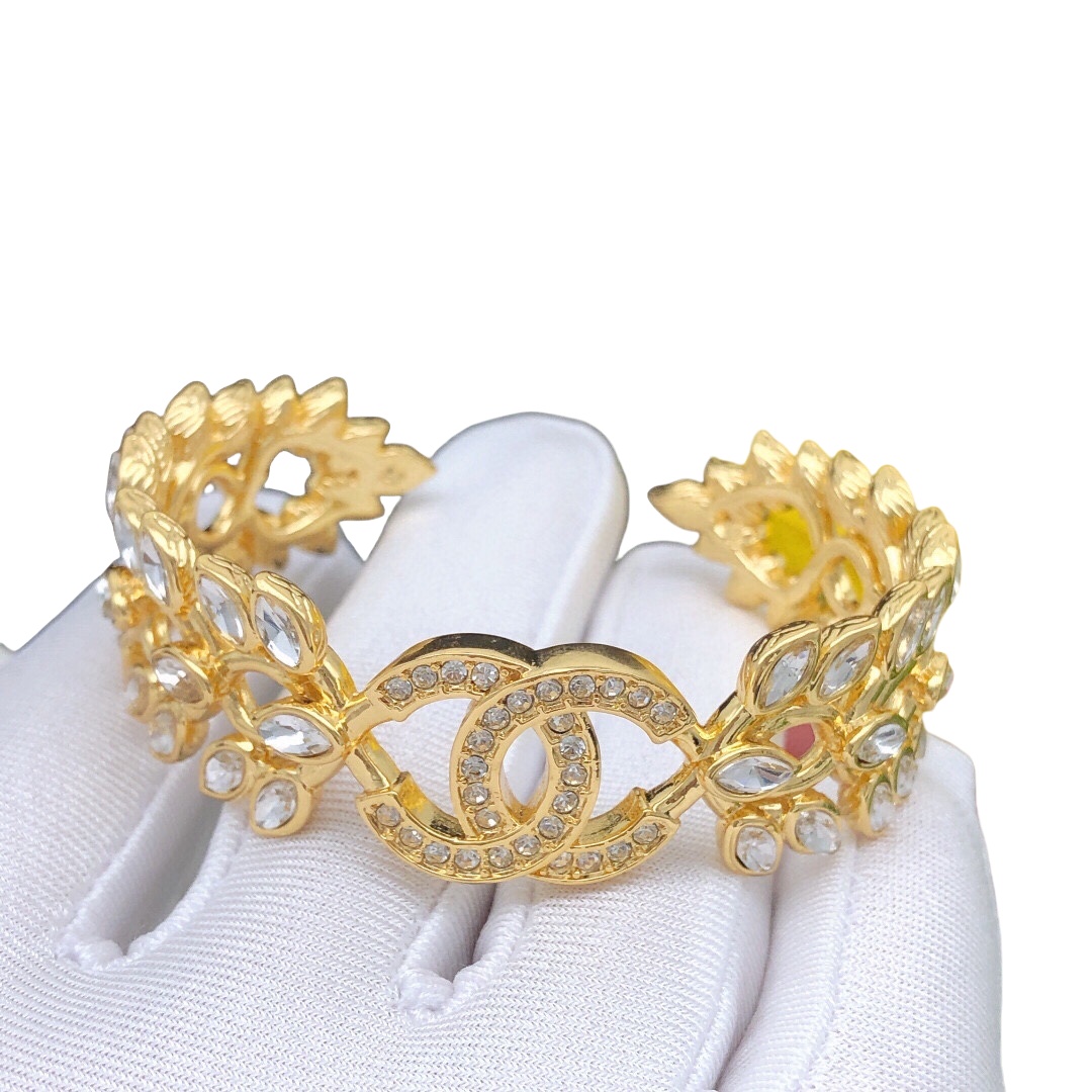 CCS040 Full Horseeye crystal diamond Wheat with CC LOGO Bangle bracelet - ccjewelryacc