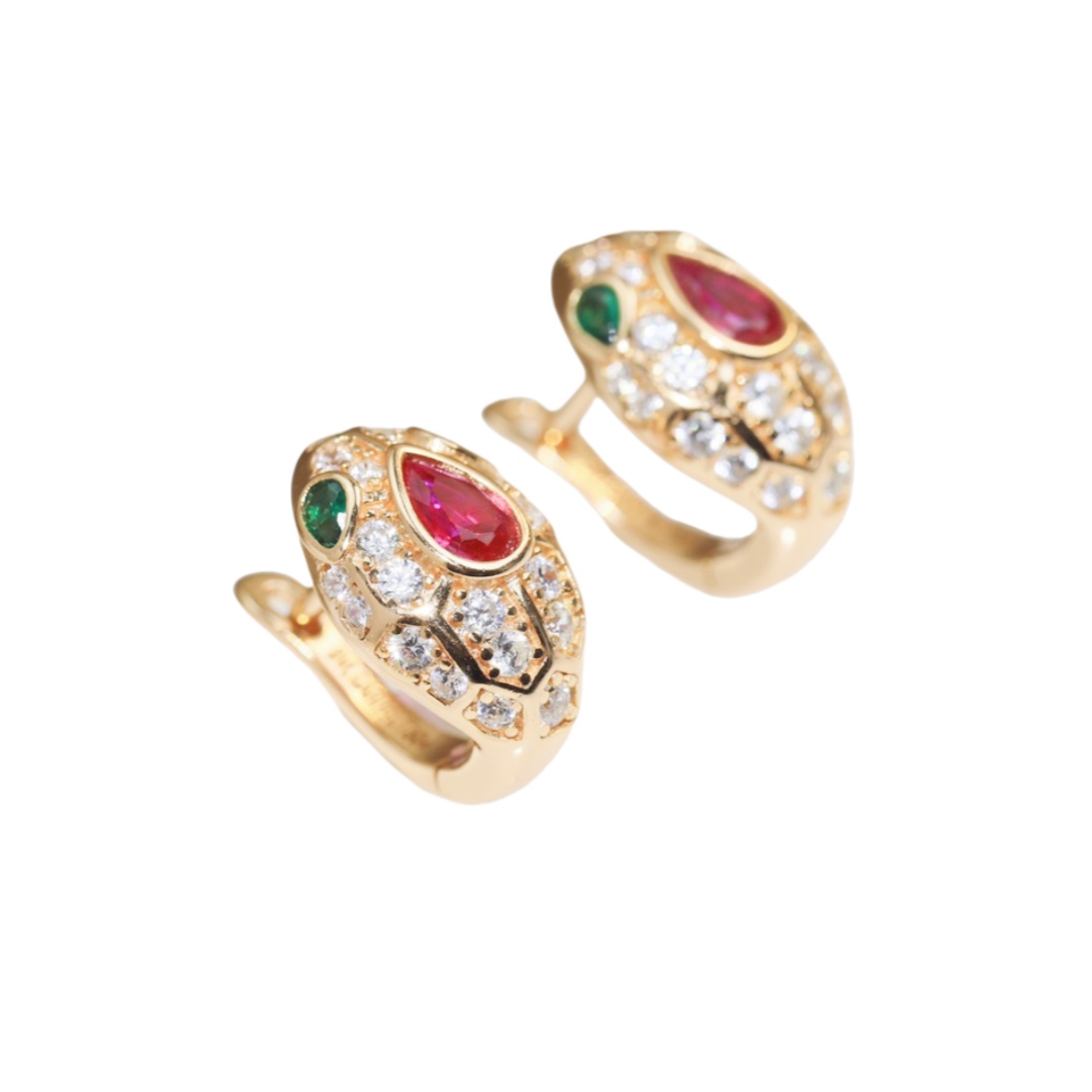 BGES002 18k White Gold full diamond Serpenti seduttori earring clip - ccjewelryacc