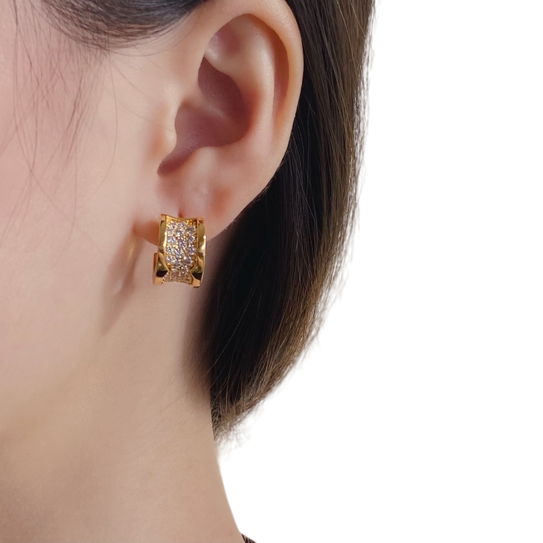 BGEV003 18k Gold Full diamond B.ZERO1 earring - ccjewelryacc