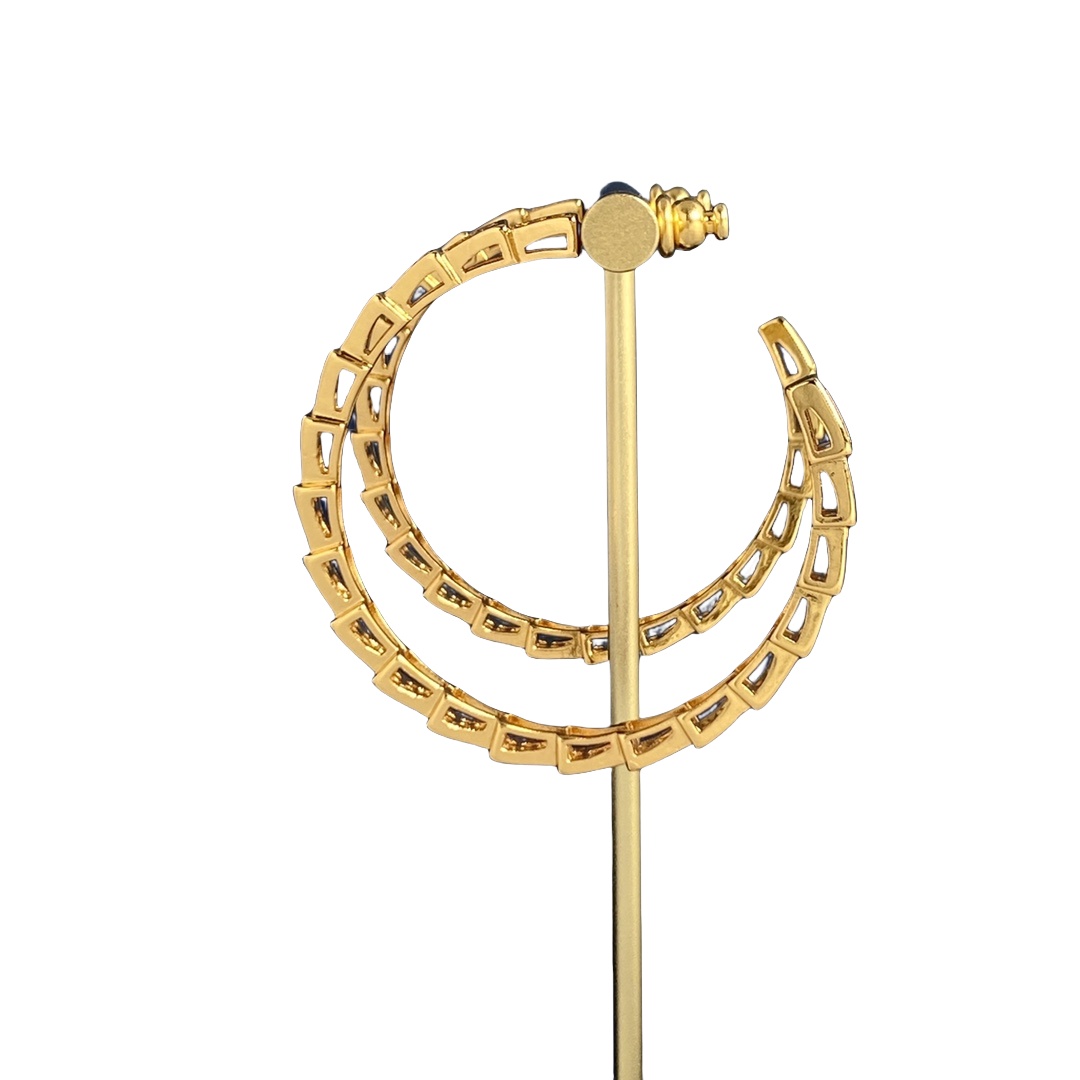BGE011 Full diamond Serpenti viper c shape hoop earrings - ccjewelryacc