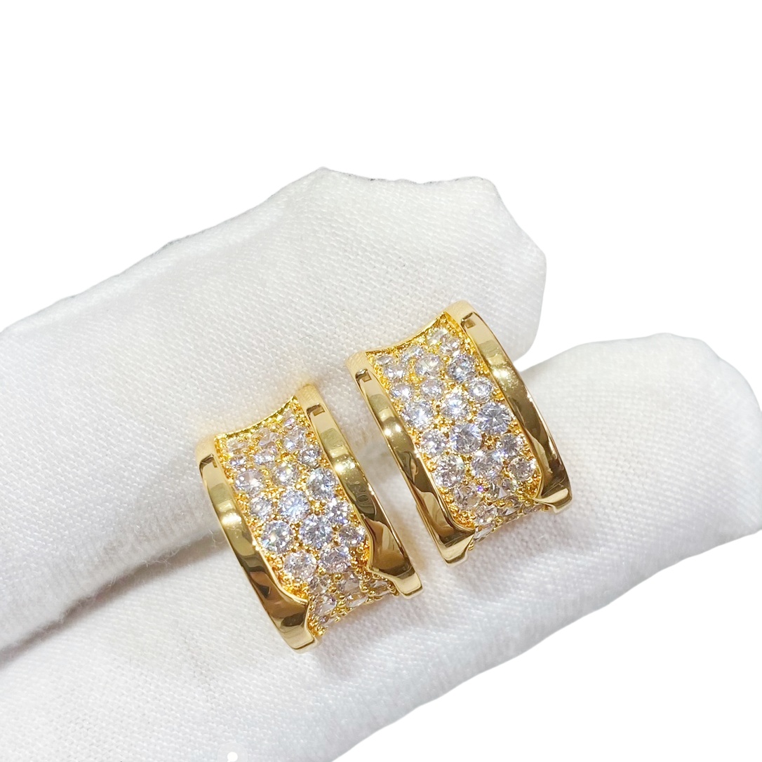 BGEV003 18k Gold Full diamond B.ZERO1 earring - ccjewelryacc