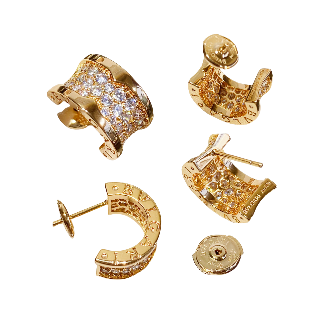 BGEV003 18k Gold Full diamond B.ZERO1 earring - ccjewelryacc