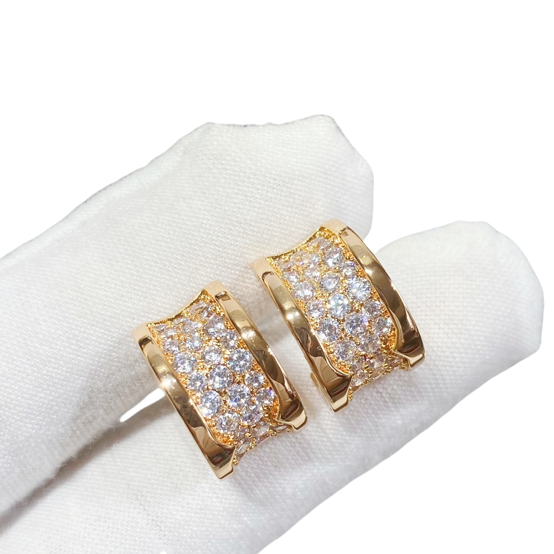 BGEV003 18k Gold Full diamond B.ZERO1 earring - ccjewelryacc
