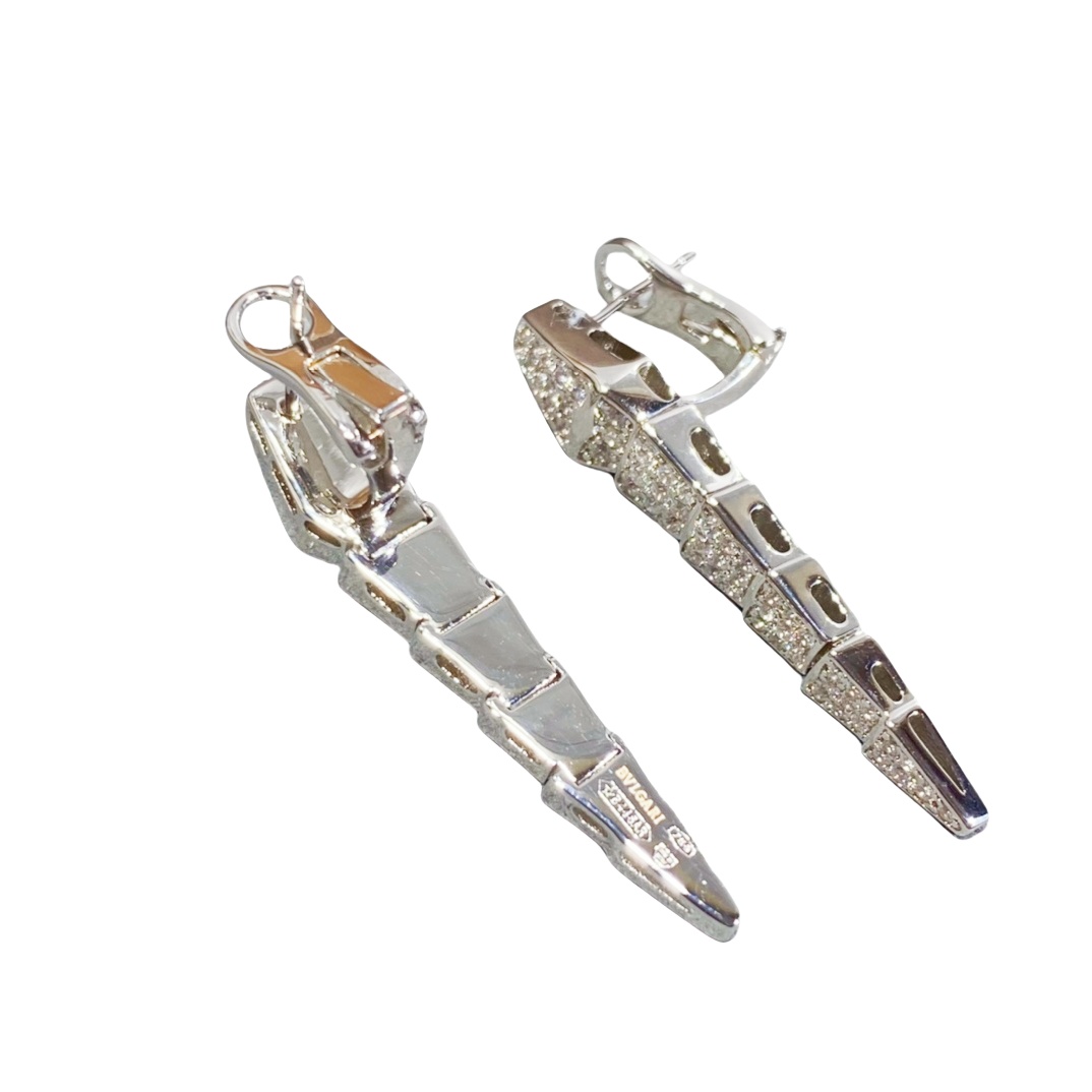 BGEV001 18k Gold Full diamond and mother of pearl Serpenti viper earrings clip - ccjewelryacc