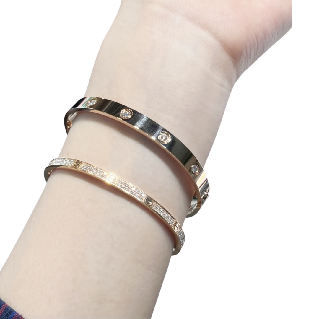 CTSV001 18k Gold LOVE bracelet, classic model,10 diamonds 6.1MM - ccjewelryacc