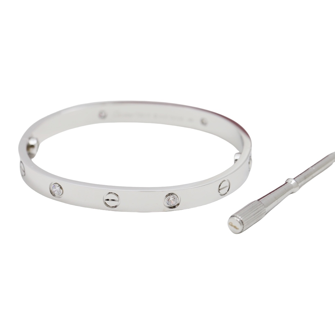 CTSV019 18k Gold LOVE bracelet, classic model, 4 diamonds 6.1MM - ccjewelryacc