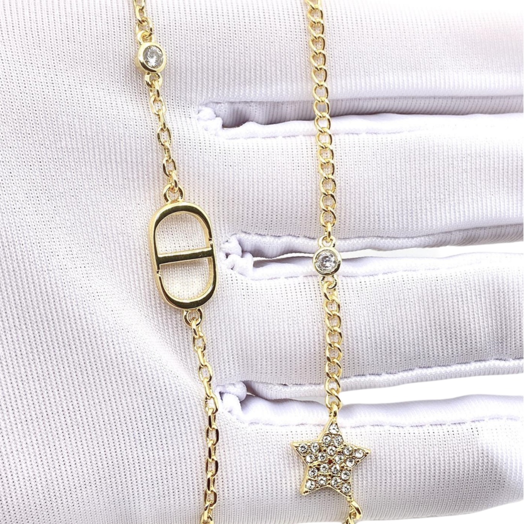 CDN027 CD star double chain choker Necklace - ccjewelryacc