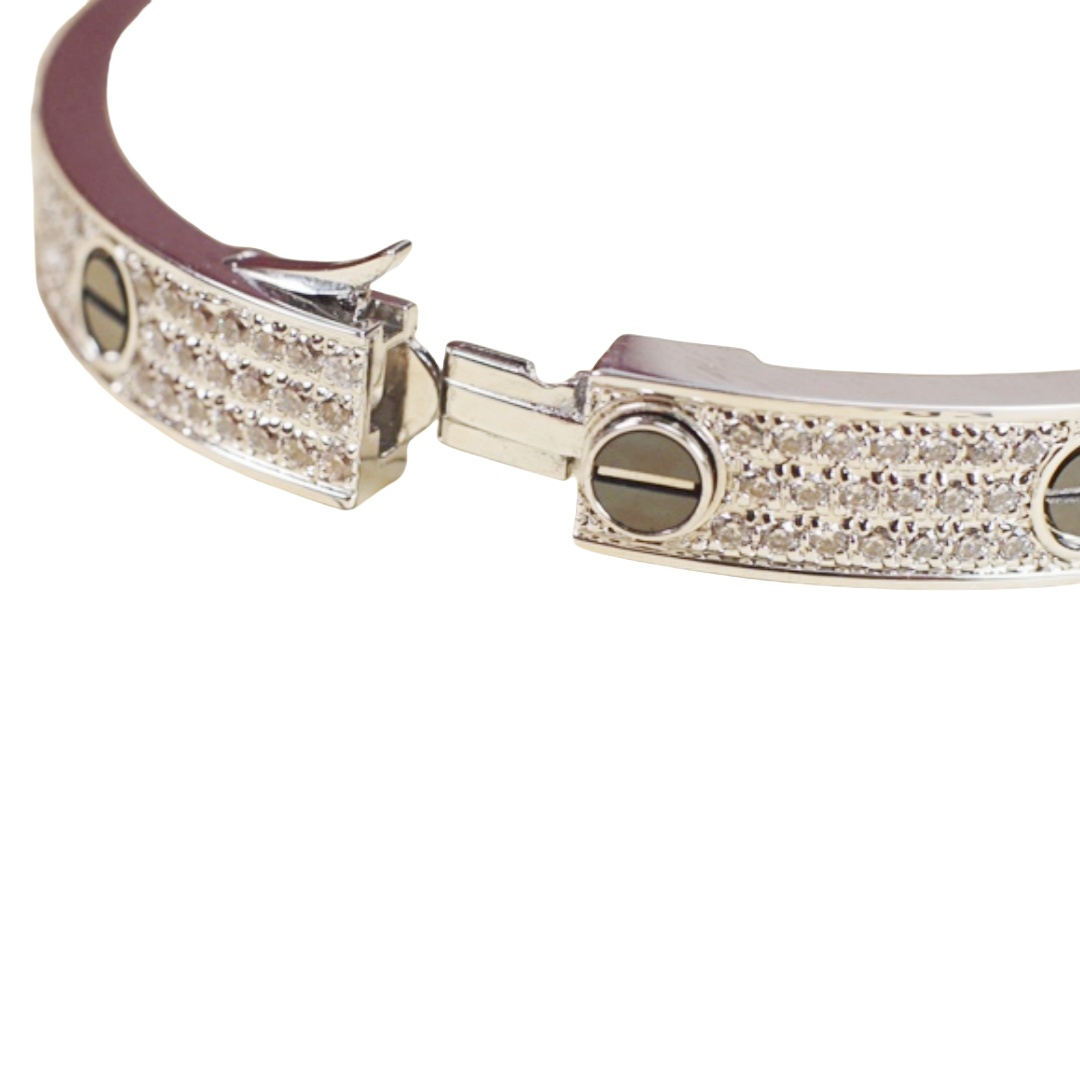 CTSV021 18k White Gold Love bracelet Paved Diamond Black Ceramic 6.1MM - ccjewelryacc