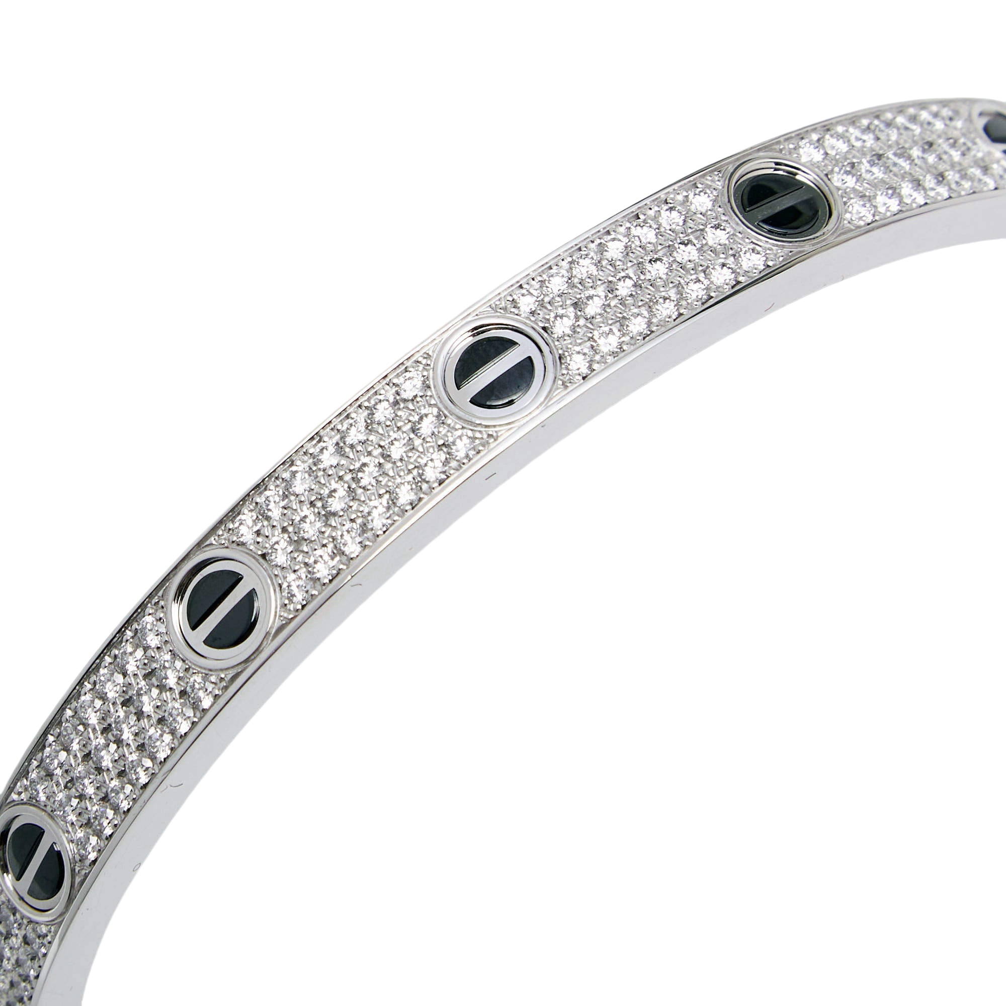 CTSV021 18k White Gold Love bracelet Paved Diamond Black Ceramic 6.1MM - ccjewelryacc