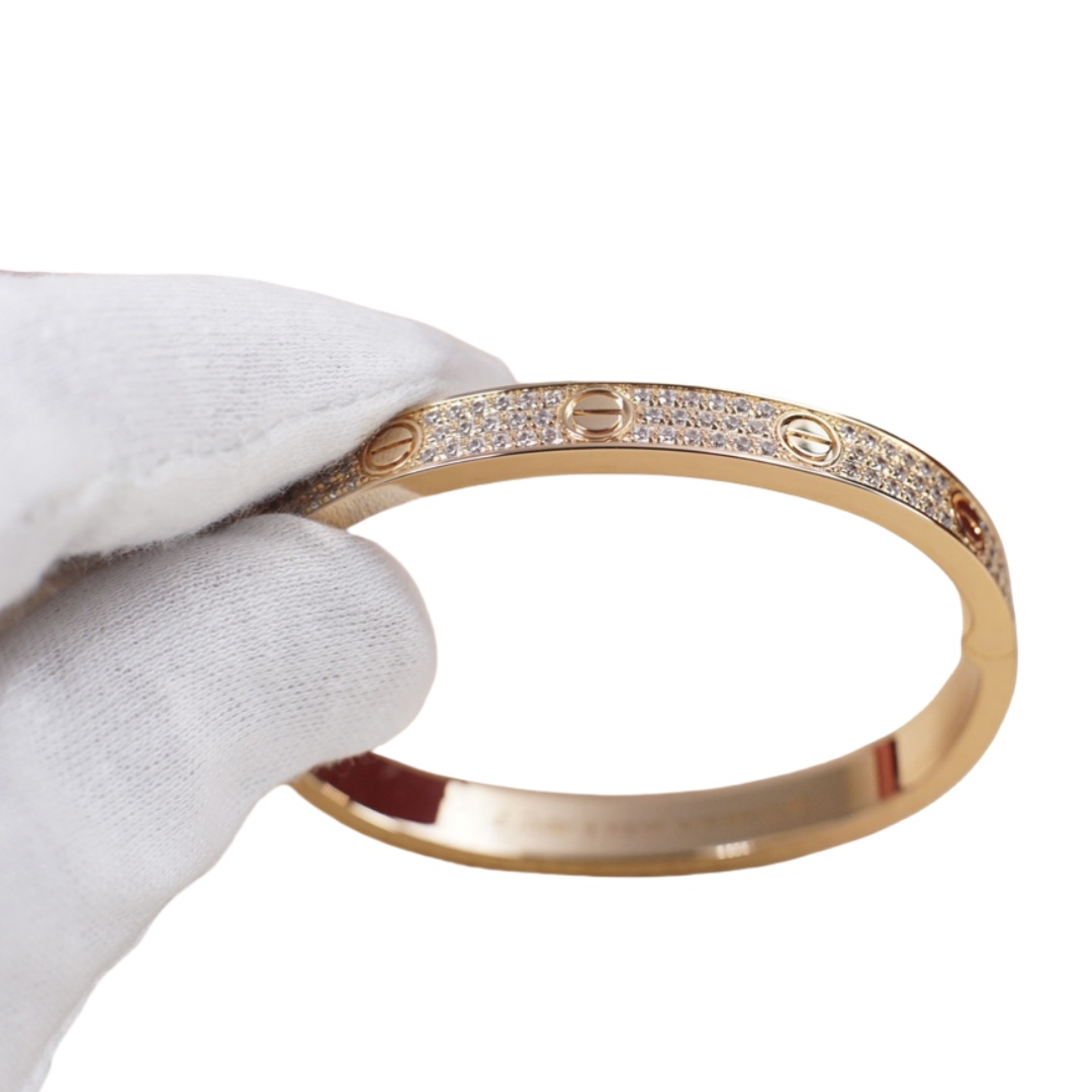 CTSV022 LOVE BRACELET 6.1MM DIAMOND PAVED 18k Gold - ccjewelryacc